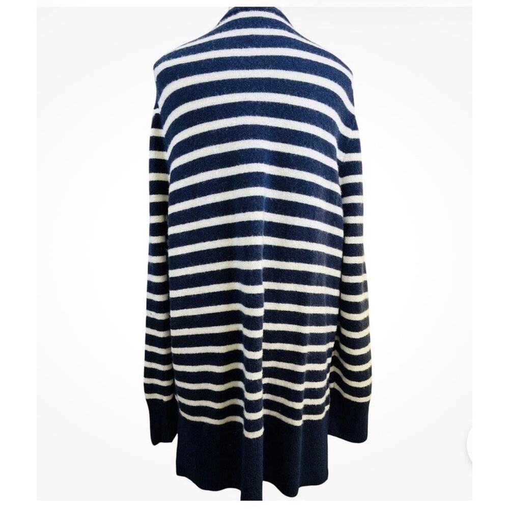 Madewell Striped Wool Alpaca Cardigan Navy Cream Open Front Cozy Sweater L - Picture 3 of 7
